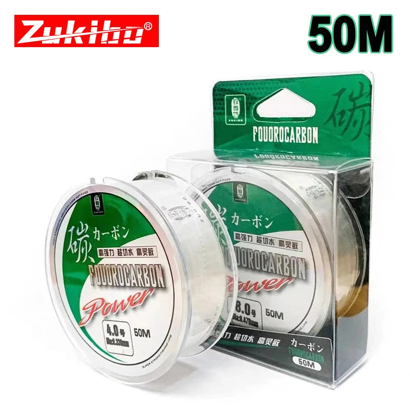 ZUKIBO 50M100M 100% Fluorocarbon Fishing Line Japanese Imported Carbon Fiber Line 1-25kg Monofilament Sinking Line Sea fishing