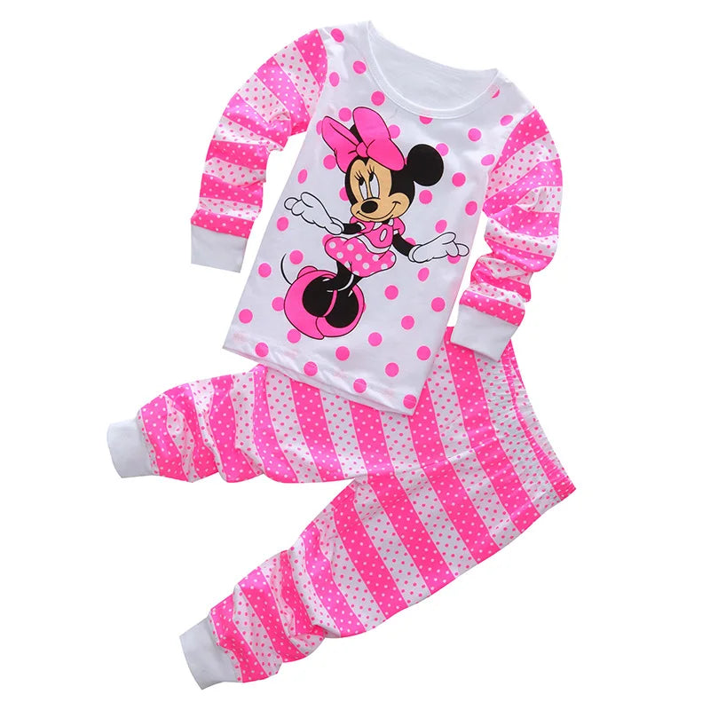 Spring Autumn Girls Minnie Children's Clothing Sets Sleepwear Thanksgiving Nighty Clothes Kids Pajamas Set Baby Girls Pyjamas