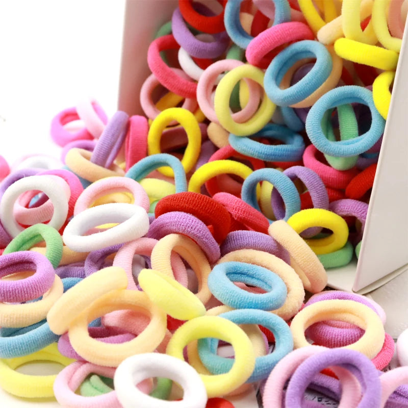 100/200PCS Women Girls Colorful Nylon Elastic Hair Bands Ponytail Hold Small Hair Tie Rubber Bands Scrunchie Hair Accessories