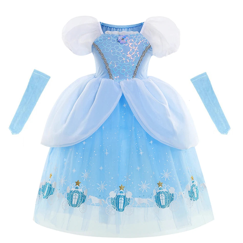 Cinderella Dress Girls Halloween Christmas Ball Gown Dress Up Cosplay Princess Costume Kids Clothes for Birthday Party