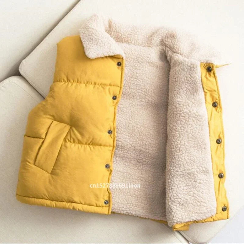 Autumn Winter New Boys Girls Sleeveless Hooded Vest Jacket Cartoon Print Coat Kids Warm Vest Outwear Clothes