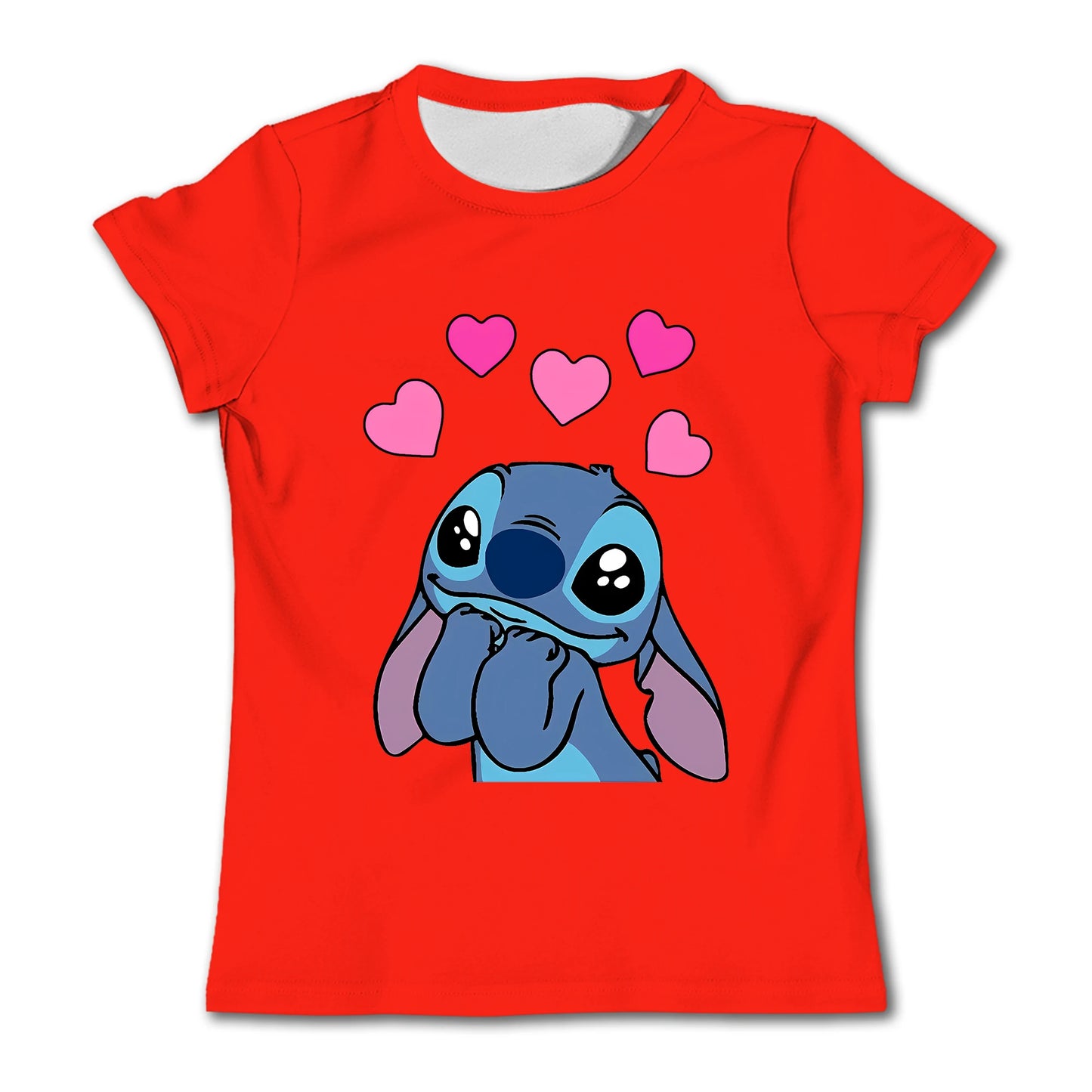 Girls Kawaii Stitch T-shirt Child Girl Clothing Toddler Tees Children Clothes 2024 Summer Short Sleeve Kids Boy Cartoon Tee Tops