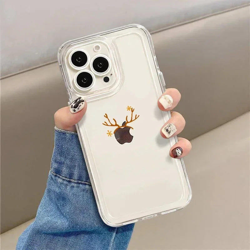 Funny Cartoon New Year Christmas Santa Phone Case for iPhone 16 15 14 13 12 11 Pro Max Mini X XS SE 7 Plus Shockproof Soft Shell