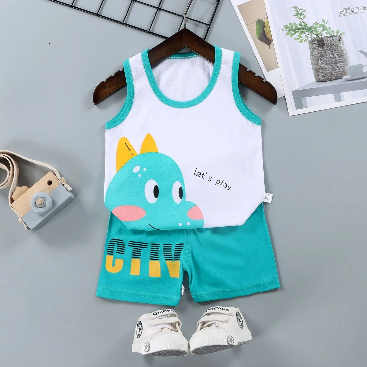 Children Sets Kids Vest Suit 2PCS Set Summer Cotton T-Shirt Girl Shorts Clothes Children Boys Girls Sleeveless Suit Wear Cloth