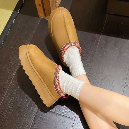 New Snow Boots Women Chelsea Ankle Winter Cotton Shoes Brand Fur Short Warm Comfortable Slipper Platform Shoes Flip Flops Botas