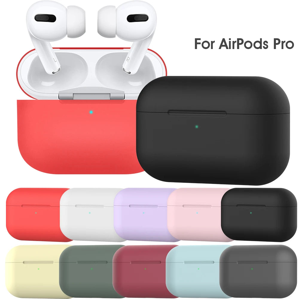 For AirPods Pro Protective Case Silicone New Solid Color Apple Airpods 2 1 Bluetooth Headset Soft Case Cover with Hook