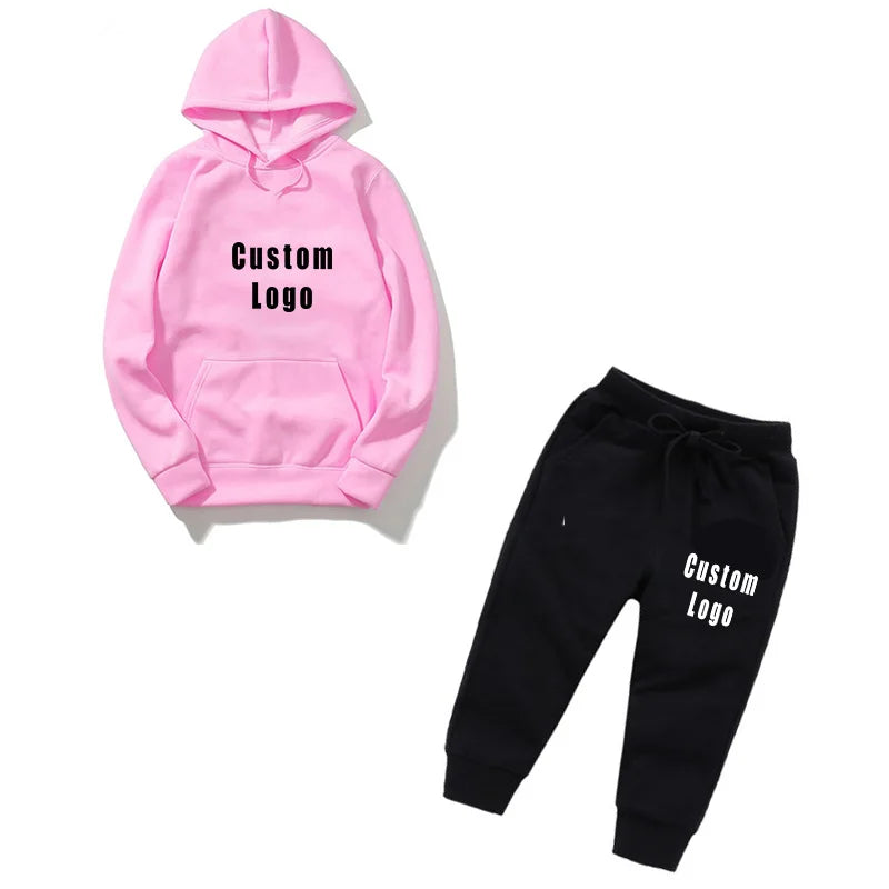 Customize Diy Your Own Design Kids Hoodies White Pink Yellow Cap Sweatshirts Winter Baby Children's Clothes Teen Top Tracksuit