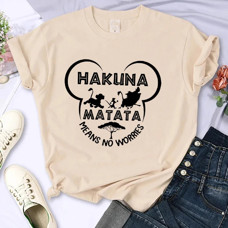 Funny Kawaii 90s The Lion King T-shirt Funny Disney T Shirt Harajuku Hakuna Matata Tshirt Women Top Tees Female Clothes