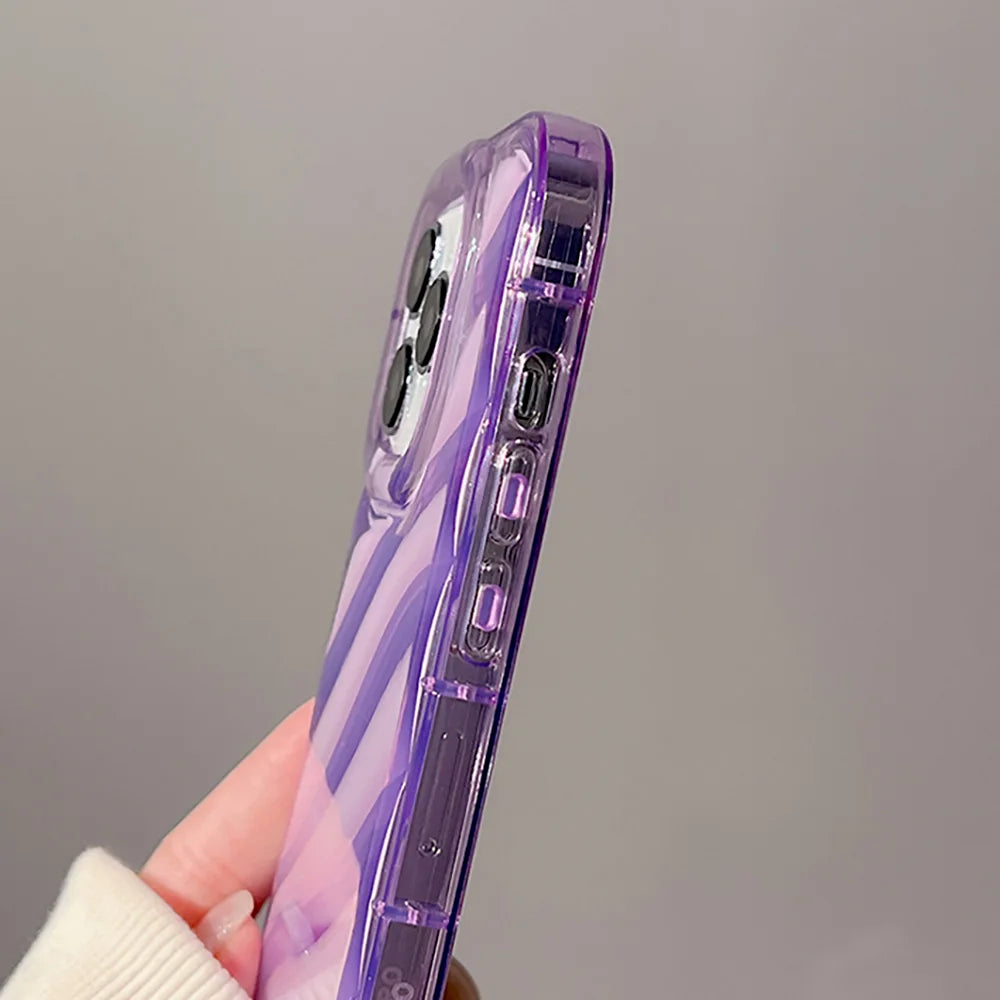 Soft Candy Transparent Wavy Texture Case For iPhone 15 14 13 12 11 Pro Max X XS XR 8 7 Plus SE3 Silicone Shockproof Bumper Cover