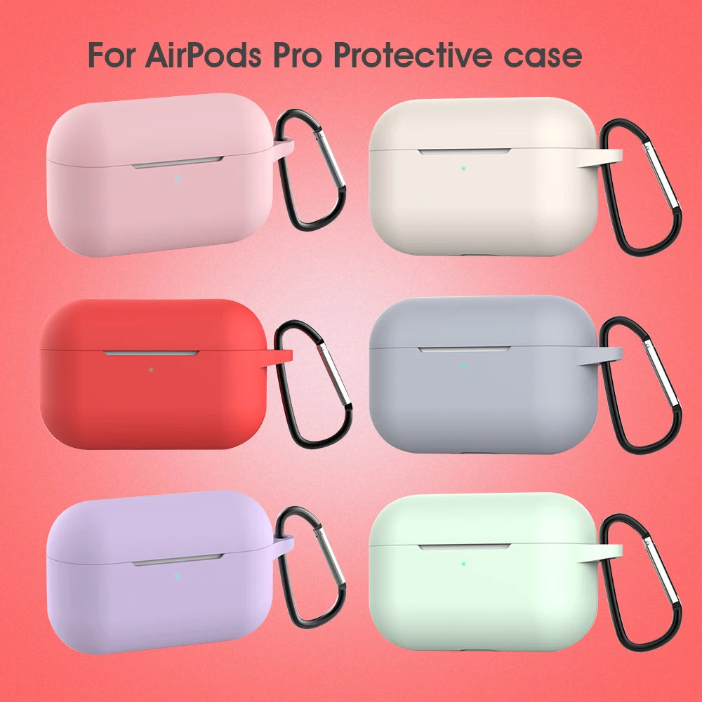 For AirPods Pro Protective Case Silicone New Solid Color Apple Airpods 2 1 Bluetooth Headset Soft Case Cover with Hook