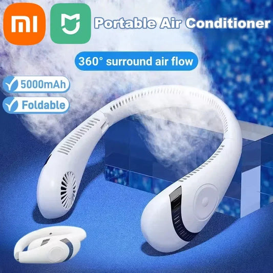 XIAOMI MIJIA New Portable Hanging Neck Fan Smart RC Foldable Summer Air Cooling 5000mAh USB Rechargeable Bladeless Mute Fan