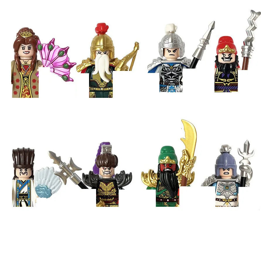 8 Mini Human Building Blocks Toy Three Kingdoms Hero Character War Horse Set Building Blocks Puzzle Assembly Toy Children's Gift