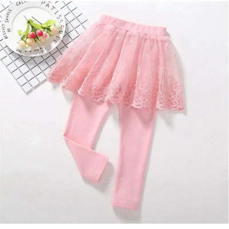 New Baby Girls Leggings Lace Princess Skirt-pants Spring Autumn Children Slim Skirt Trousers for 2-7 Years Kids Clothes