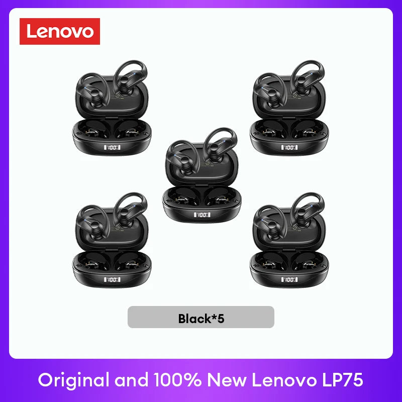 Lenovo LP75 TWS Bluetooth V5.3 headphones are wireless earphones that come with an LED digital display. They provide noise reduction and are waterproof, making them ideal for different activities. These headphones are brand new and perfect for listening t