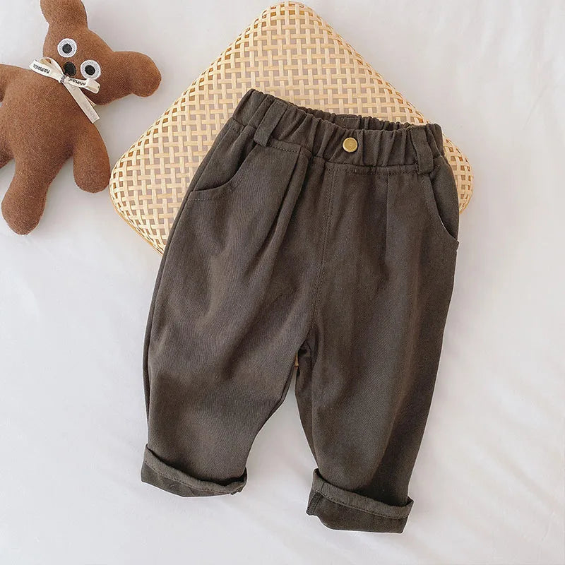 MILANCEL Solid Kids Pants for Boys and Girls  Four Seasons Elastic Waist Casual Toddler Baby Trousers Clothes for 1-6 Years