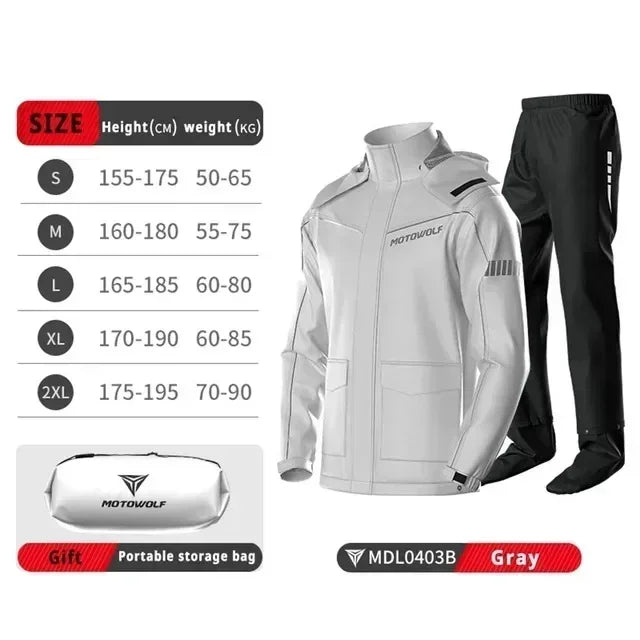 Motorcycle Raincoat Men Suit Rainstorm Split Waterproof Pants Portable Set Biker Durable Daily Soft Rain Coat for Outdoor Riding