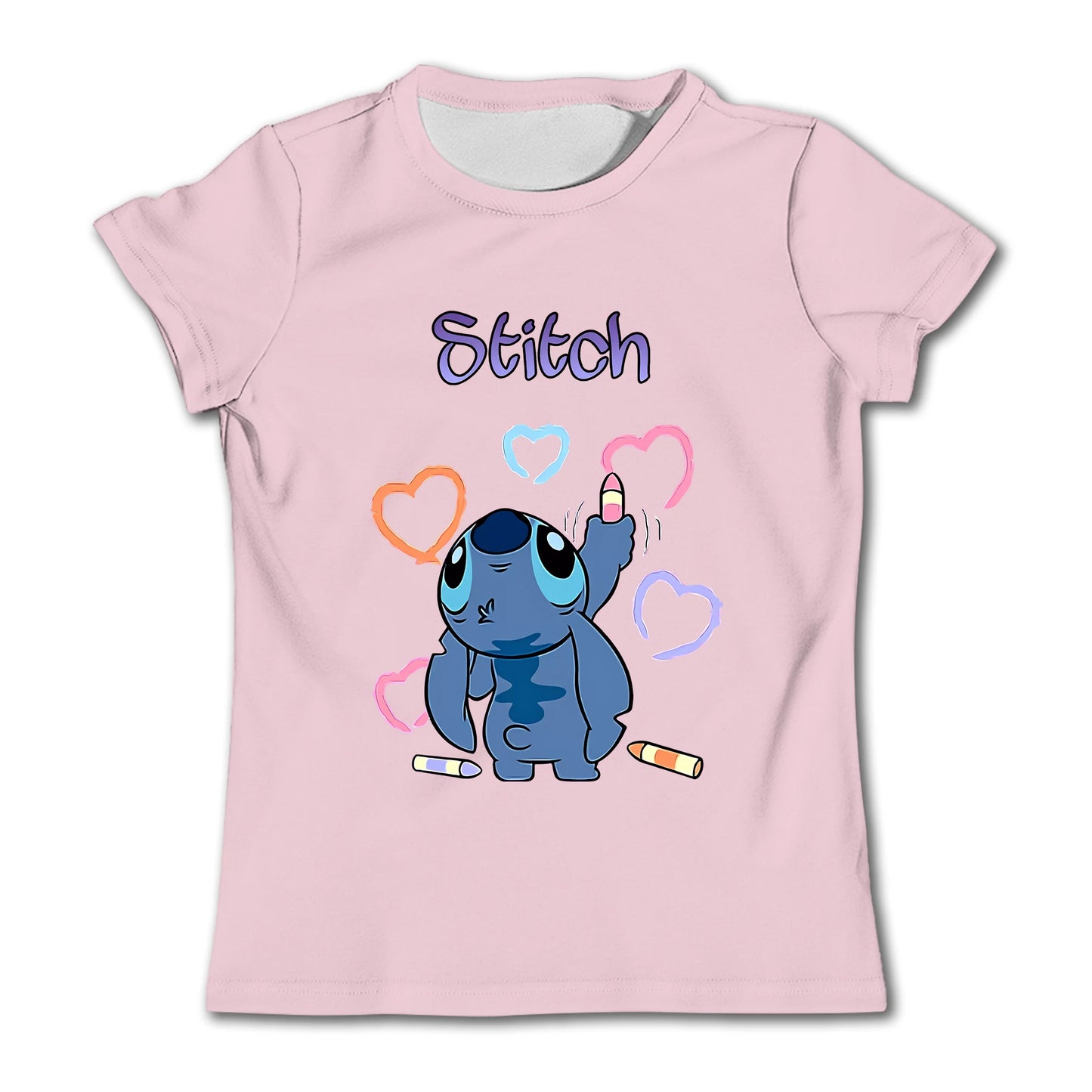 Girls Kawaii Stitch T-shirt Child Girl Clothing Toddler Tees Children Clothes 2024 Summer Short Sleeve Kids Boy Cartoon Tee Tops