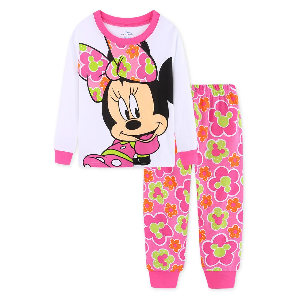 Spring Autumn Girls Minnie Children's Clothing Sets Sleepwear Thanksgiving Nighty Clothes Kids Pajamas Set Baby Girls Pyjamas