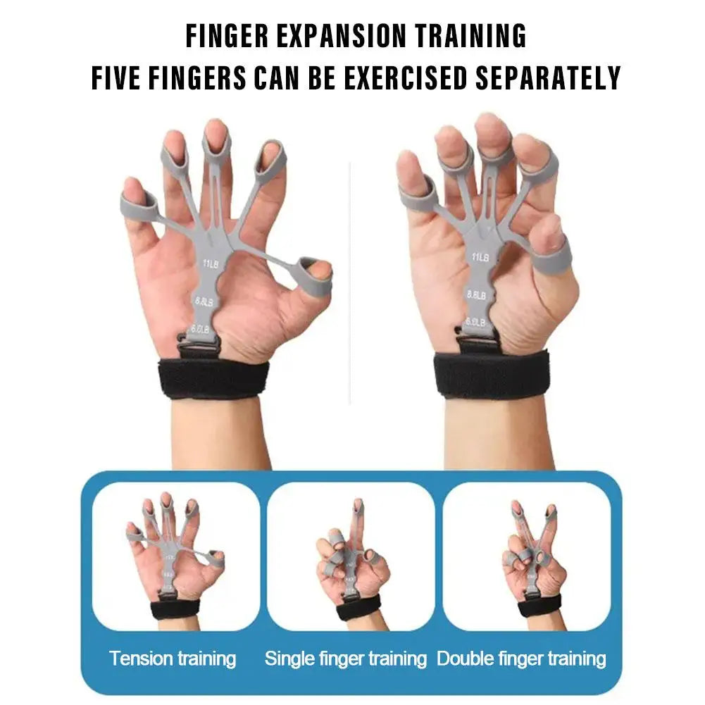 Hand Grip 5 Finger Exerciser Strength Trainning Power Forearm Rehabilitation Silicone Trainer Adjustable Strengthener For Wrist