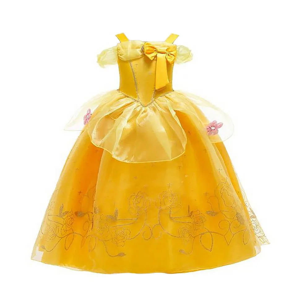 Kids Princess Dresses Girls Belle Party Costume Children Christmas Birthday Flower Clothes Beauty and the Beast Fancy Disguise