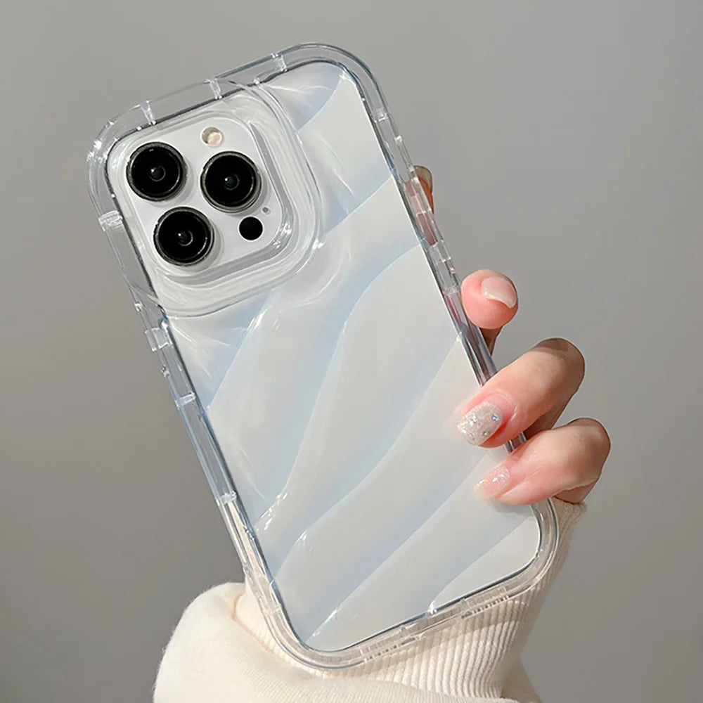 Soft Candy Transparent Wavy Texture Case For iPhone 15 14 13 12 11 Pro Max X XS XR 8 7 Plus SE3 Silicone Shockproof Bumper Cover