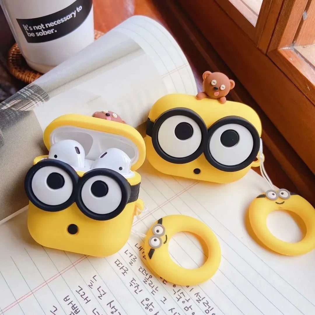 For Airpods Pro 2 Case 2022,Cute 3D Cartoon Big Eyes For Airpods Pro Case,Silicone Yellow Earphone Cover For Airpods 3 Case