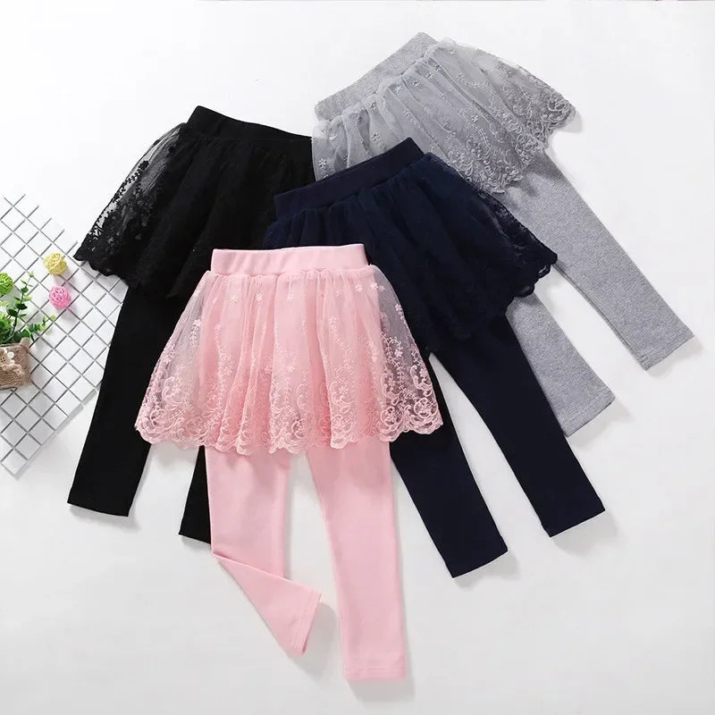 New Baby Girls Leggings Lace Princess Skirt-pants Spring Autumn Children Slim Skirt Trousers for 2-7 Years Kids Clothes