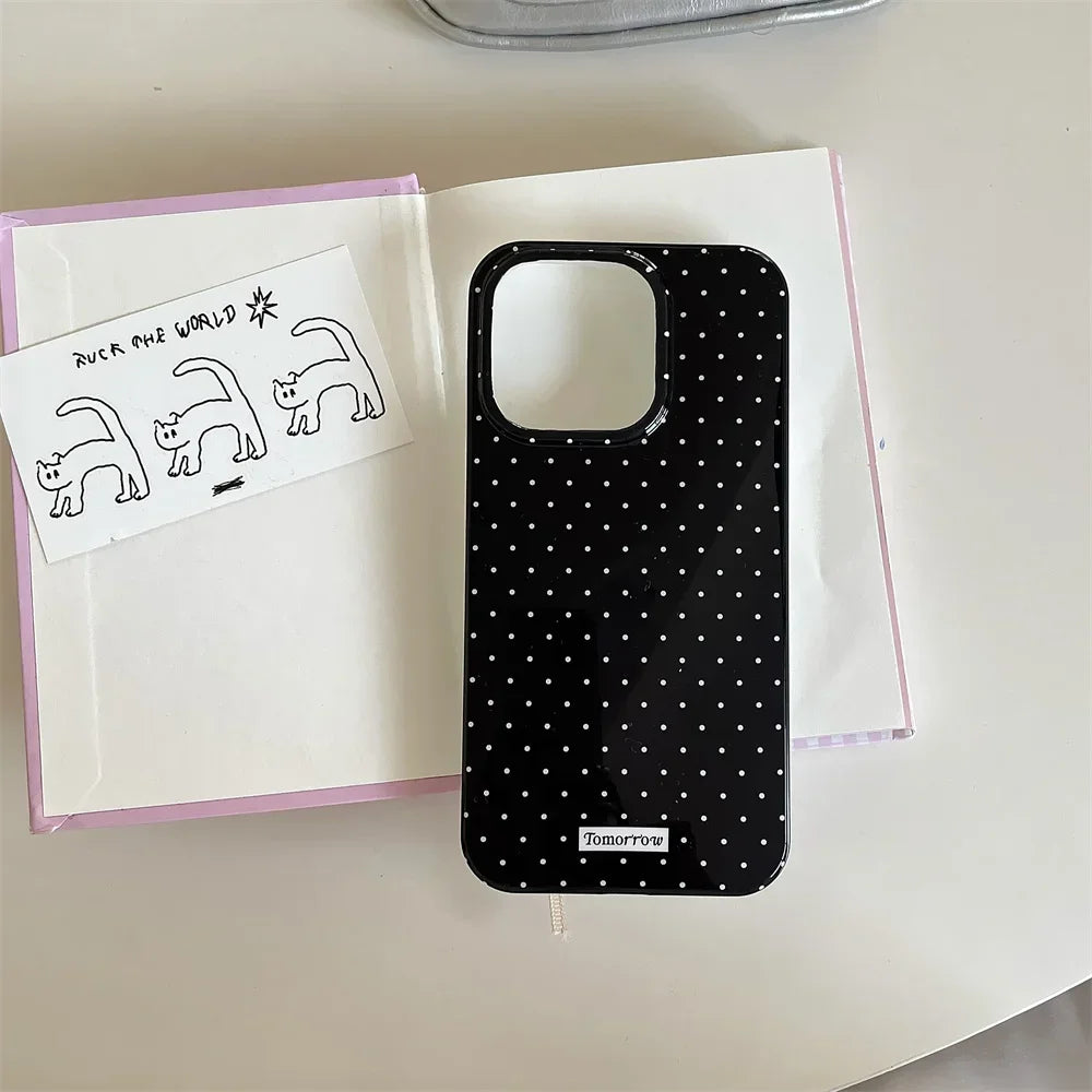 INS Polka Dot Small Fresh Mobile Phone Case for iPhone 15 14 13 12 Pro Max 11 Ultra Slim Shockproof Cover for iPhone 16 Pro Max