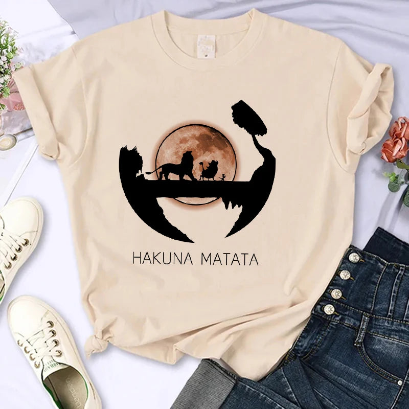 Funny Kawaii 90s The Lion King T-shirt Funny Disney T Shirt Harajuku Hakuna Matata Tshirt Women Top Tees Female Clothes