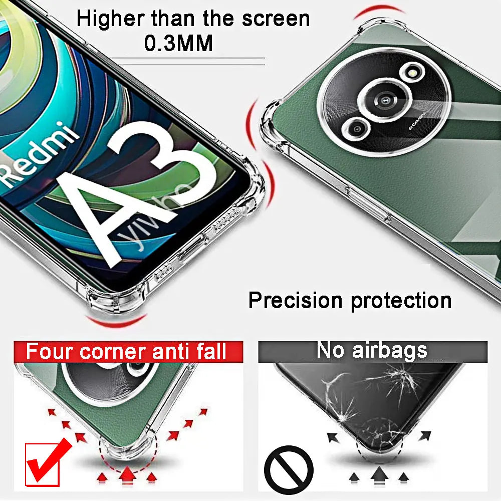 Luxury Phone Case for Redmi A3 A2 A1 Plus Back Simple Slim Soft Tpu Transparent Mobile Phone Covers for Xiaomi Redmi A3 A 3 2 +