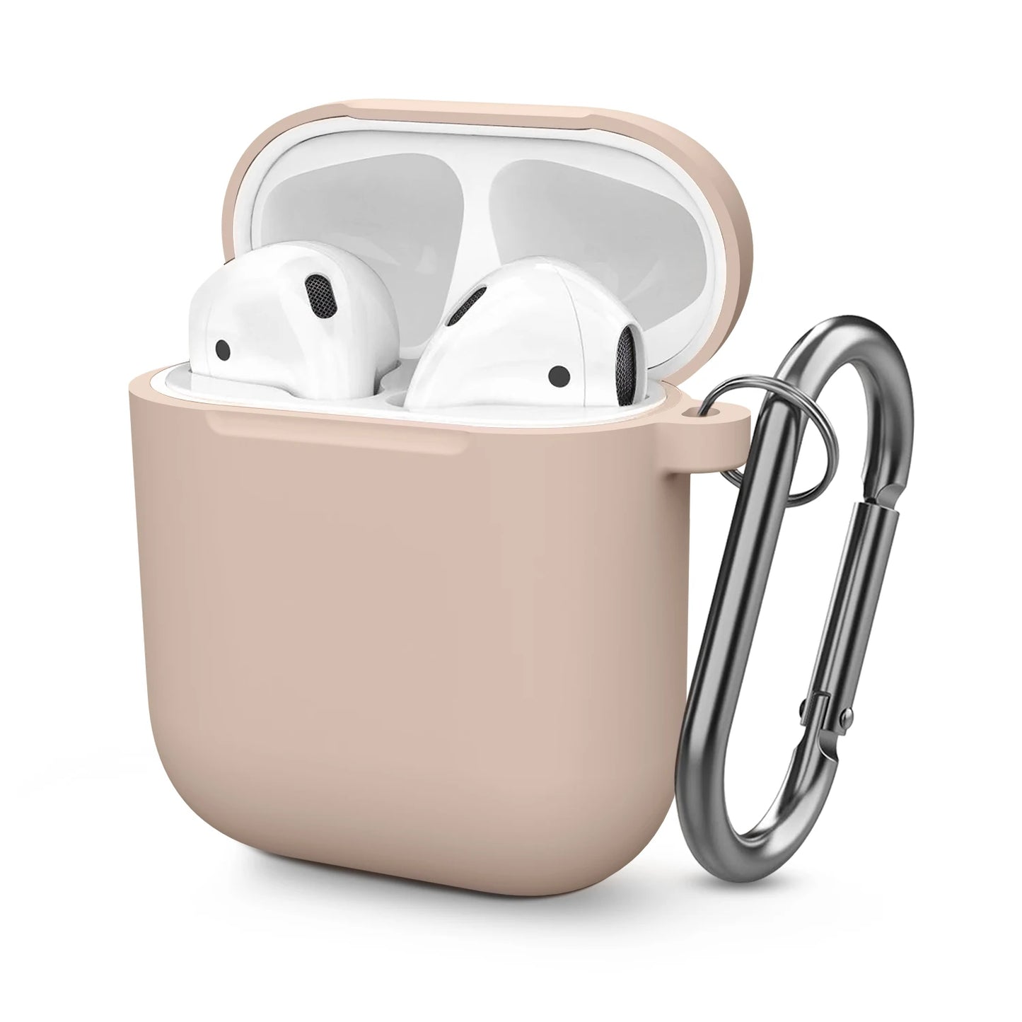 Soft Silicone Protective Case For Airpods 2 1 Wireless Earphone Case Cover For Apple Air Pods 1 2 Headphones Case With Carabiner