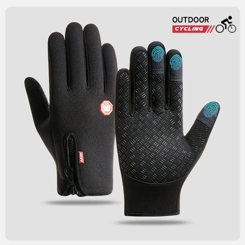 Men's cycling gloves designed for touchscreen use, keeping your hands warm while biking, exercising, or driving. These gloves are waterproof, thermal, and non-slip, making them ideal for outdoor activities and motorcycle riding. Perfect for both me