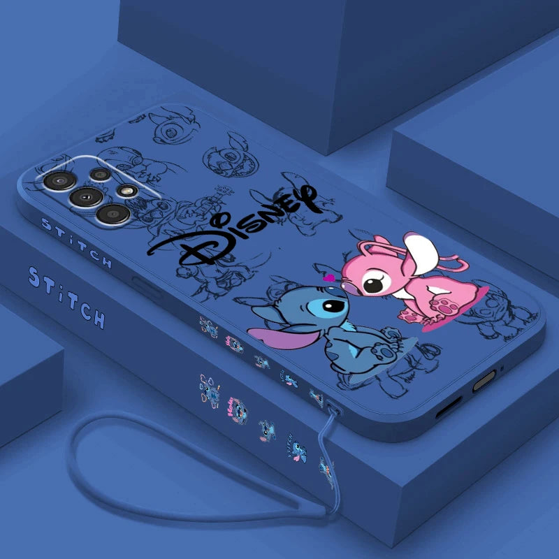 Lilo & Stitch Disney For Samsung A72 A54 A53 A52 A42 A34 A32 A25 A24 A23 A22 A15 A14 A13 A12 Liquid Left Rope Phone Case