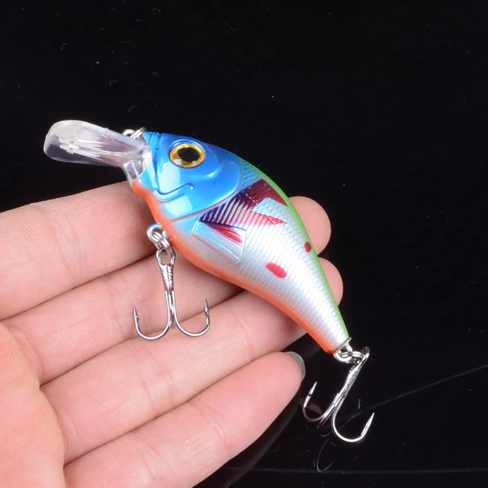 1pcs 7.5cm 10.2g Hard VIB Lures Fishing Minnow Bait Treble Hooks Sinking Crankbait Wobblers Fishing Tackle 3DEyes