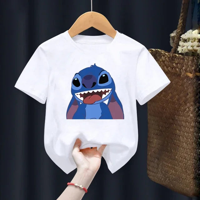 Disney Lilo Stitch Children T-Shirt Kawaii T Shirt Anime Cartoons Children Casual Clothes Tee Shirt Kid Girl Boy Fashion Y2K Top