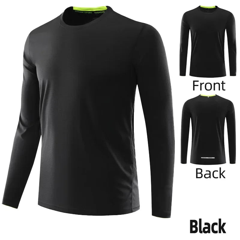 Men Running Sport Shirts Tops Long Sleeve Plus Size Tees Dry Fit Breathable Training Clothes Gym Sportswear Fitness Sweatshirts