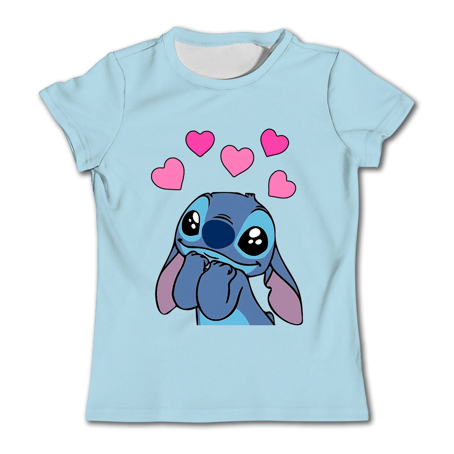 Girls Kawaii Stitch T-shirt Child Girl Clothing Toddler Tees Children Clothes 2024 Summer Short Sleeve Kids Boy Cartoon Tee Tops