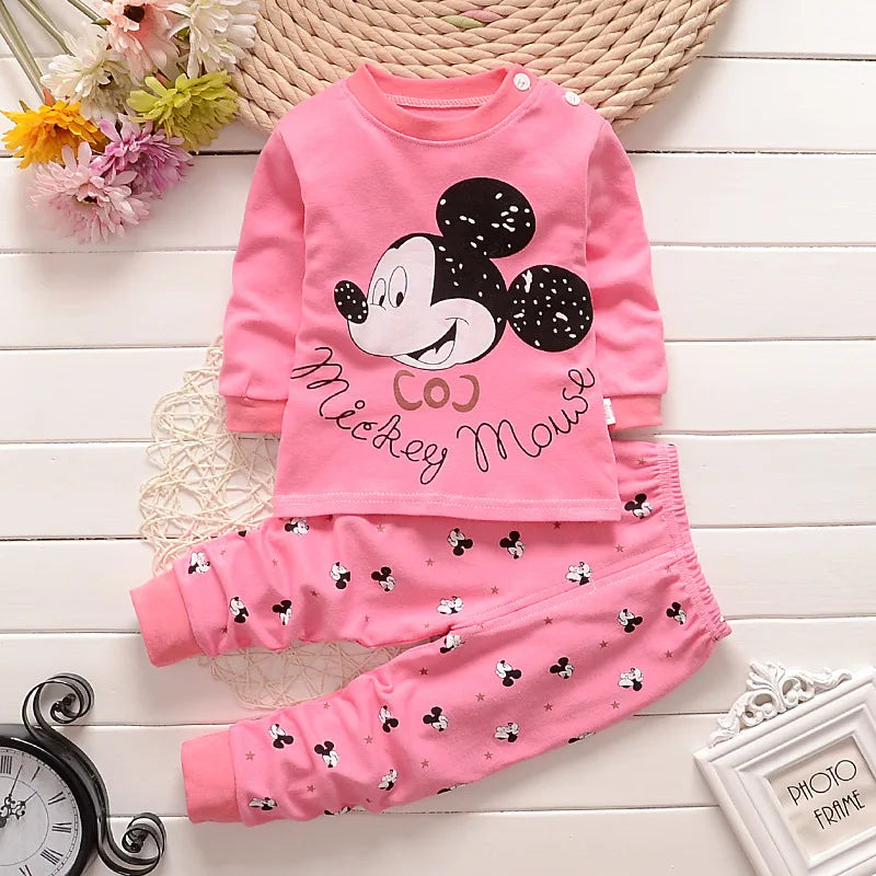 Cotton Baby Girl Sleepwear Suits  Autumn Winter Newborn Underclothes 2pcs Kids Clothes Set Spring Toddler Kids Clothes Pajamas