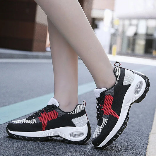 Women Walking Shoes Spring Autumn Casual Sport Shoes Lightweight Air Cushion Running Shoes Soft Mesh Breathable Woman Rock Shoes