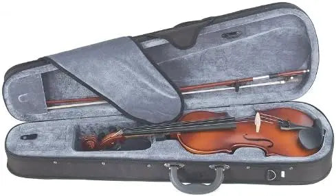 That 16-inch MA350 Satin Antique Solid Wood Viola comes with a case, bow, rosin, bridge, and strings. It's a complete set that's perfect for viola players looking for a high-quality instrument with all the necessary accessories included. Sounds like a gre