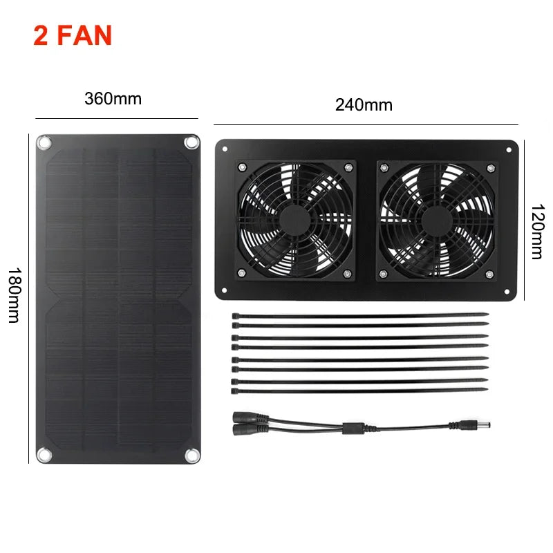 Solar Panel Fan Set 12V 30W Mini Solar Cell DIY Plate Kit Outdoor for Summer Greenhouse Dog Pet Home Ventilation Equipment