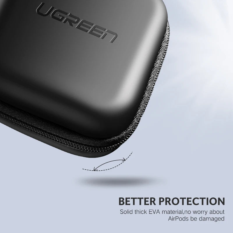 Ugreen Earphone Case USB Cable Hard Bag For Airpods Earpods Headphone Ear Pads Wireless Bluetooth Earphone Storage Accessories