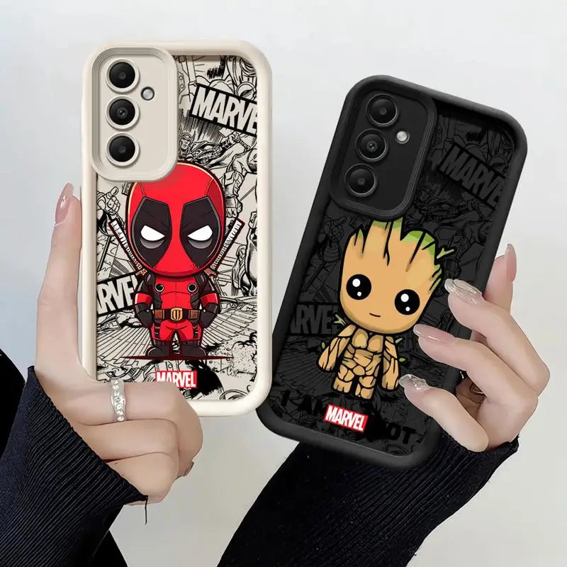 Marvel Deadpool Groot Phone Case for Samsung Galaxy A25 A35 A15 A51 A55 A51 A71 A72 A73 A52 A52s A53 A54 4G 5G Soft Copa