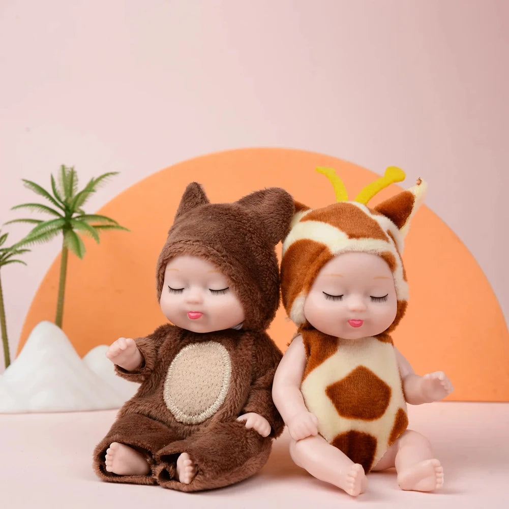 6Pcs Reborn Doll Kit Toy Simulation Princess Dolls Toy Mini Cute Sleeping Baby with Clothes Accessories Birthday Gift for Kids