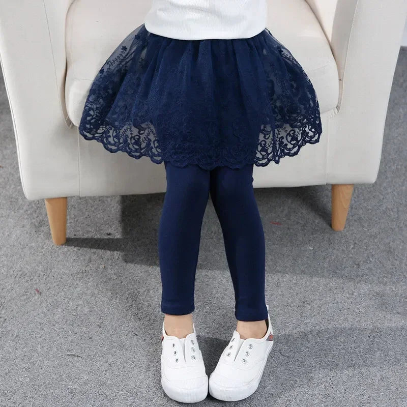 New Baby Girls Leggings Lace Princess Skirt-pants Spring Autumn Children Slim Skirt Trousers for 2-7 Years Kids Clothes