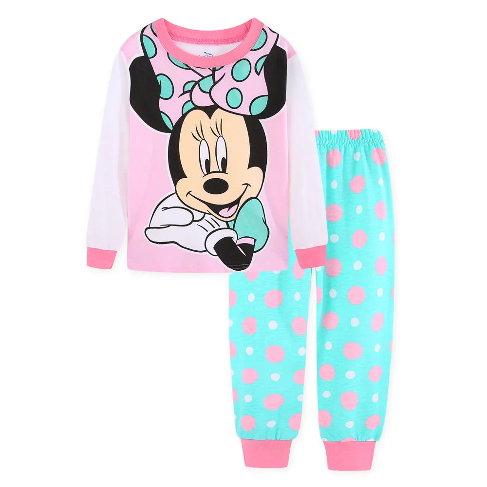 Spring Autumn Girls Minnie Children's Clothing Sets Sleepwear Thanksgiving Nighty Clothes Kids Pajamas Set Baby Girls Pyjamas