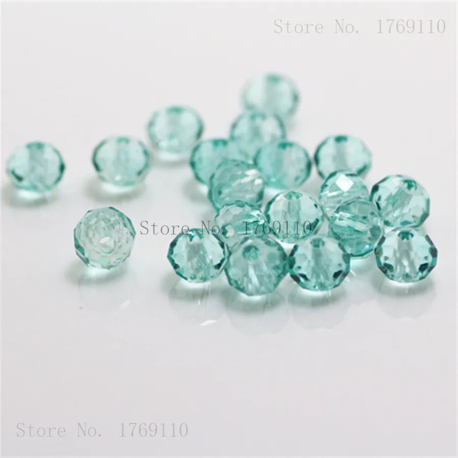 Isywaka Light Blue Colors 4*6mm 50pcs Rondelle  Austria faceted Crystal Glass Beads Loose Spacer Round Beads for Jewelry Making