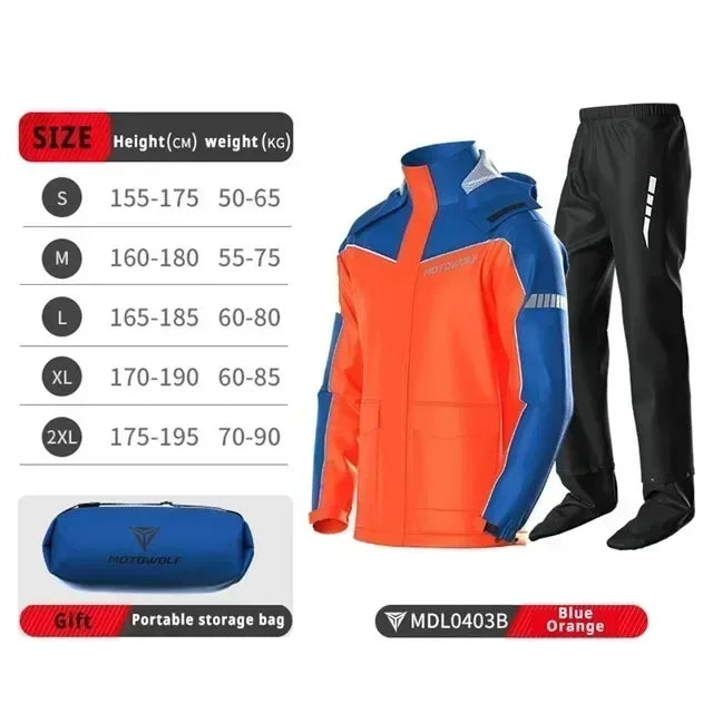 Motorcycle Raincoat Men Suit Rainstorm Split Waterproof Pants Portable Set Biker Durable Daily Soft Rain Coat for Outdoor Riding