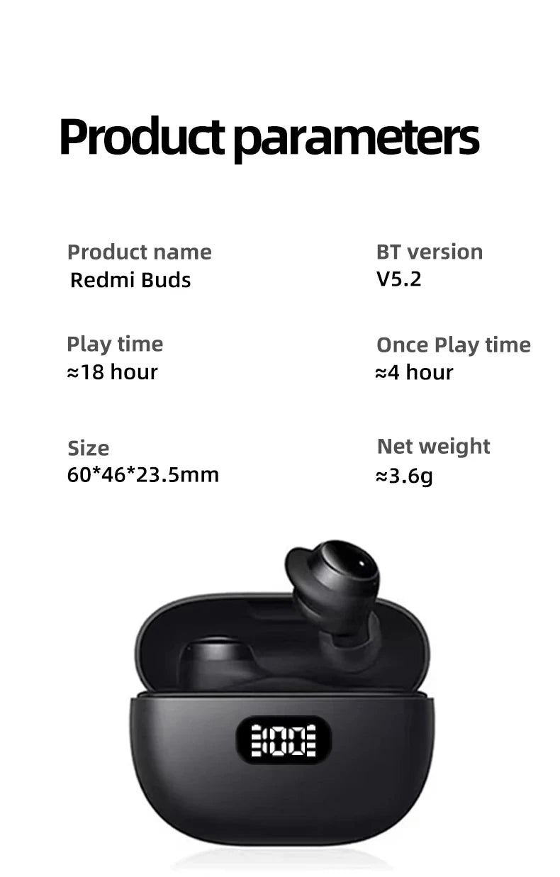 New  Xiaomi TWS Bluetooth Earphone Waterproof Sports Noise Reduction Wireless Headphones In-Ear Earbuds Headset Redmi Buds