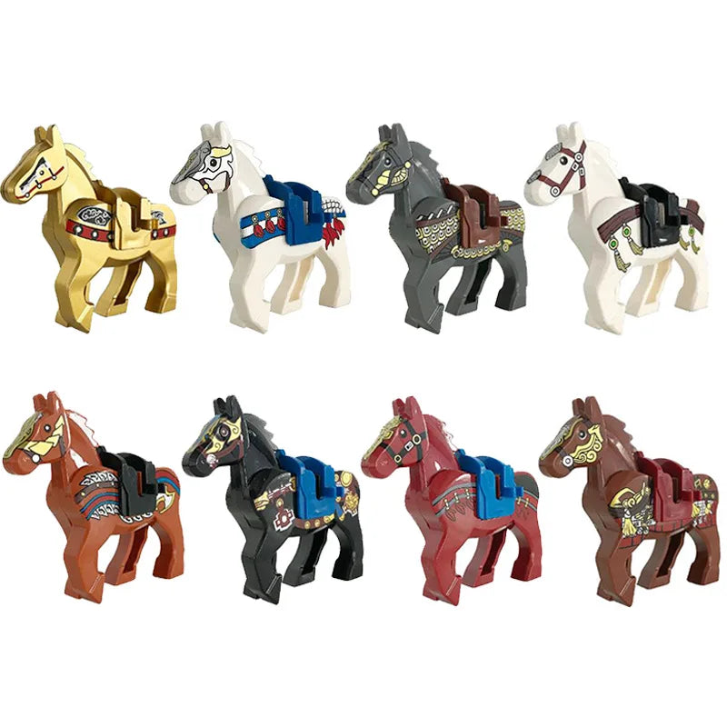 8 Mini Human Building Blocks Toy Three Kingdoms Hero Character War Horse Set Building Blocks Puzzle Assembly Toy Children's Gift